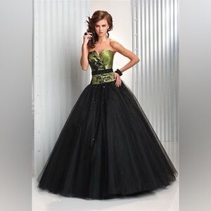 Maggie Sottero Black and Olive Prom Dress
